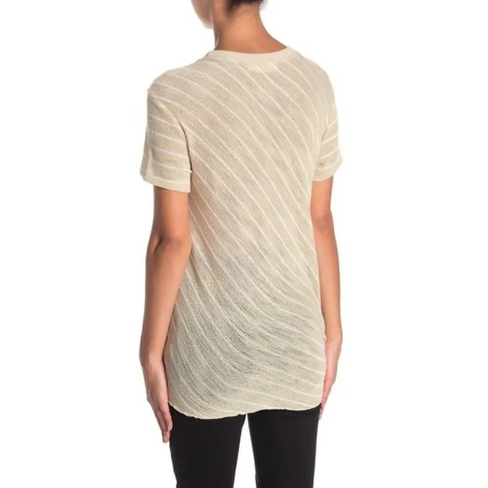 Everleigh Tie Front Short Sleeve Knit Top M NWT